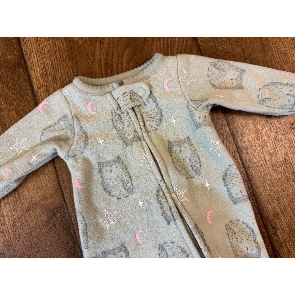 Carters Baby Sleeper Girl Preemie Outfit Fleece Owl Bird Reborn Clothes Green